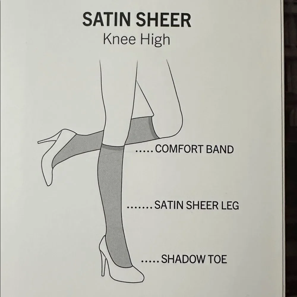MeMoi Black Satin Sheer Knee High Socks 2 pack